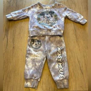 Mickey Mouse Matching Set Sweatsuit Distressed Screen Art Tie Dyed 9-12 months